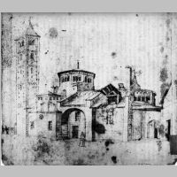 Chiesa di San Babila, disegno che mostra le forme originali della chiesa prima delle trasformazioni barocche, Milan l'era insci, flickr.jpg